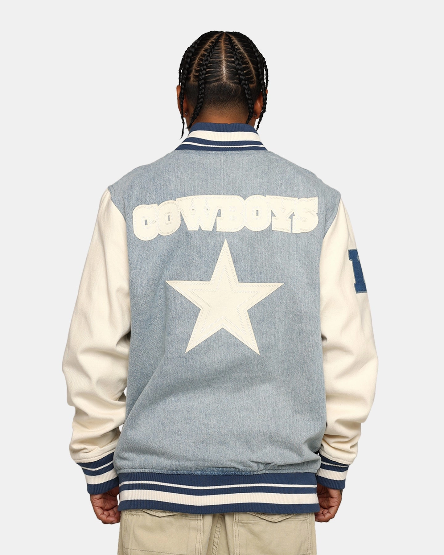suitable for autumn festivals Allure Pro Standard Dallas Cowboys Varsity Denim Jacket Denim/Linen