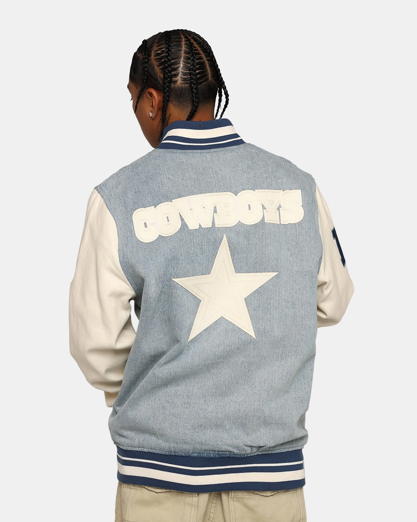 popular among fashionistas Pro Standard Dallas Cowboys Varsity Denim Jacket Denim/Linen