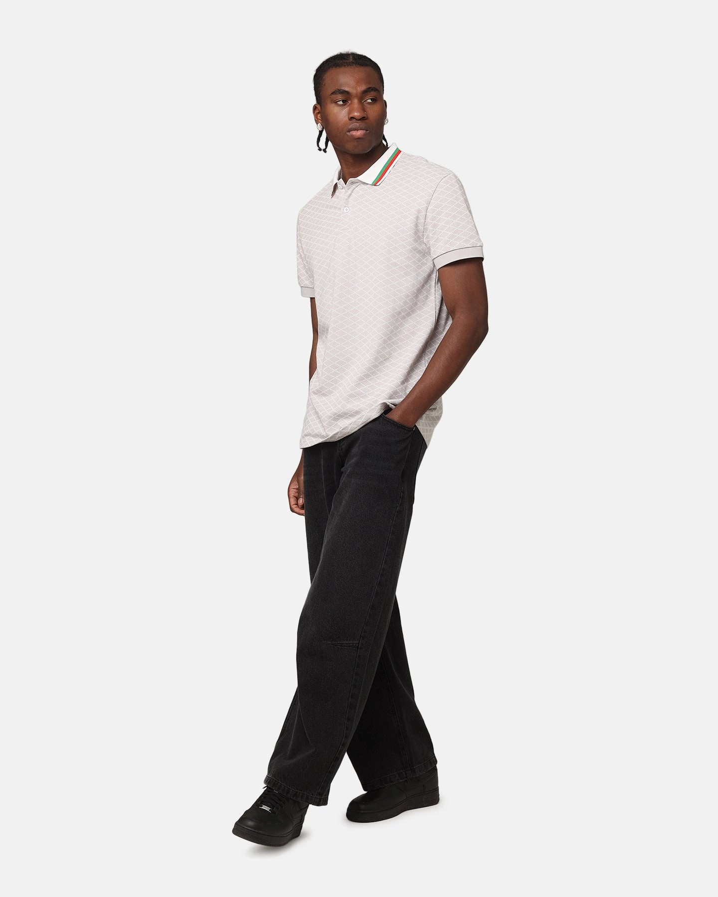 Collared Shirt XXIII Printed Polo Shirt Light Grey