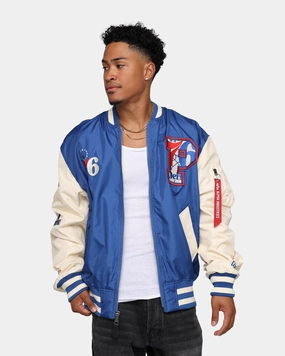 New Era X Alpha Industries Philadelphia 76ers L-2B Bomber Jacket Blue beachgoer Adaptive Temperature Control