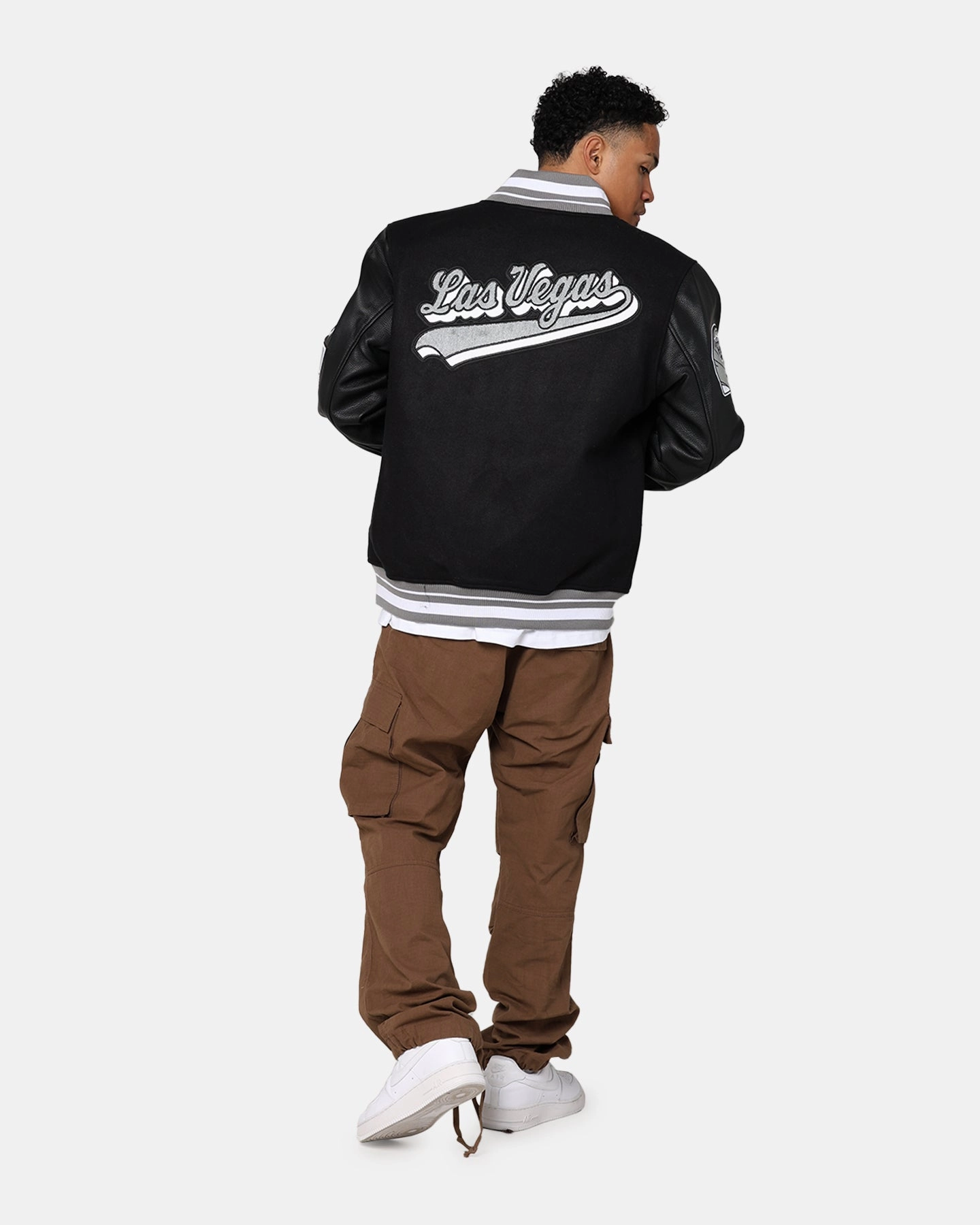 Pro Standard Las Vegas Raiders Wool Varsity Jacket Black/Grey Durable Outer Layer