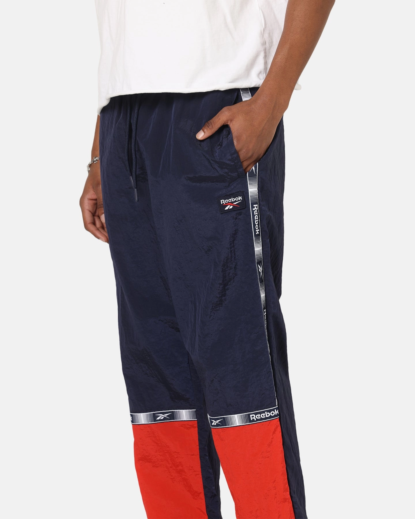 Transitional Style Performance Fit Reebok Colour Block Joggers Navy/Red