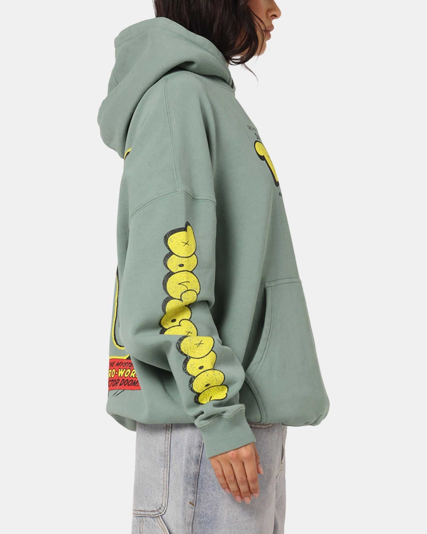 73 Studio Marvel Fantastic Four Doctor Doom Villain Hoodie Washed Green spandex blend