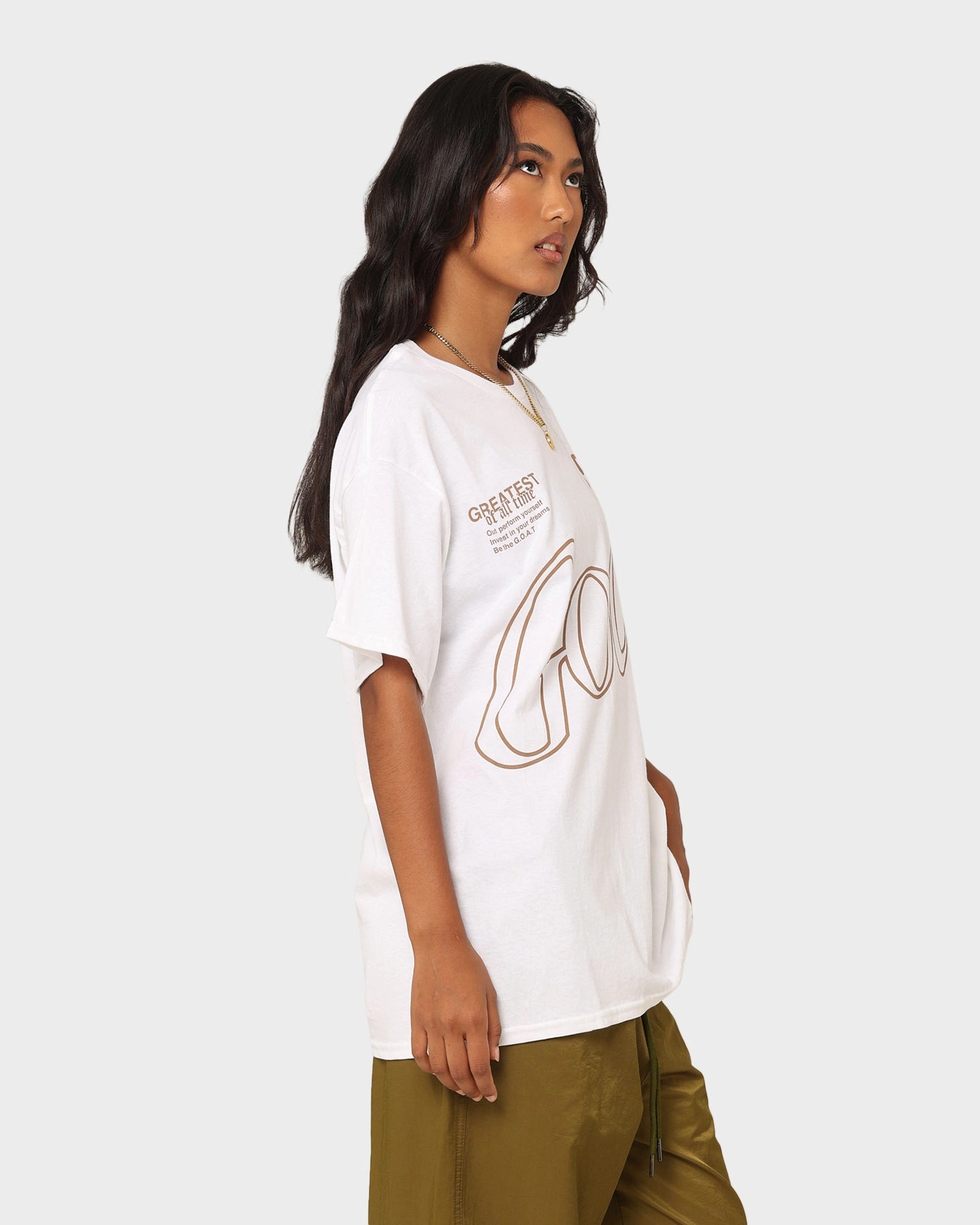 Goat Crew Holiday Mode T-Shirt White Elegant Detail Thermal Regulating Layer