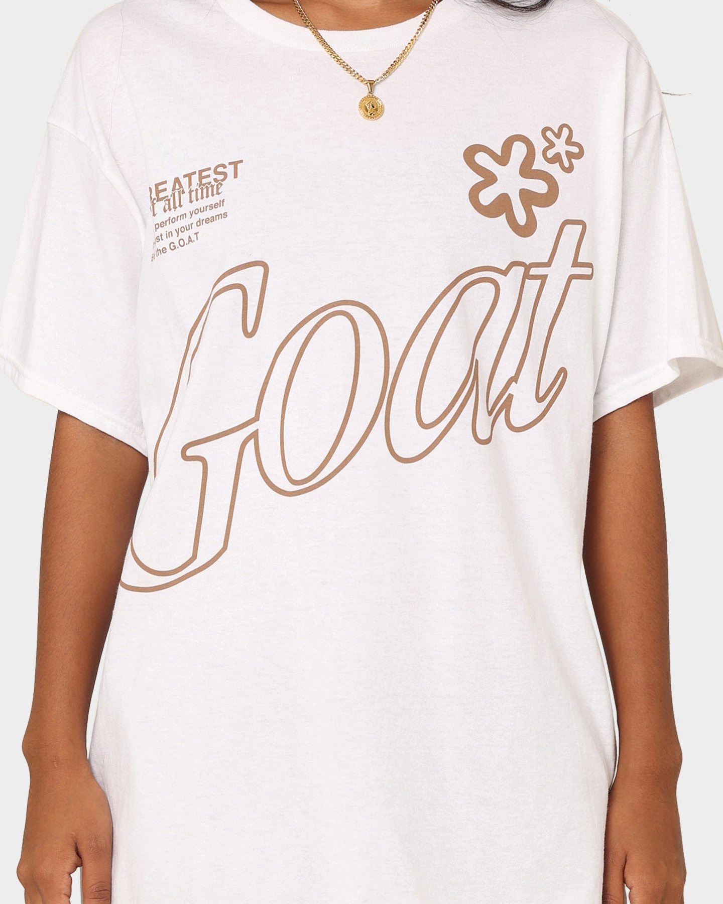 Casual Layering Lace trim Goat Crew Holiday Mode T-Shirt White