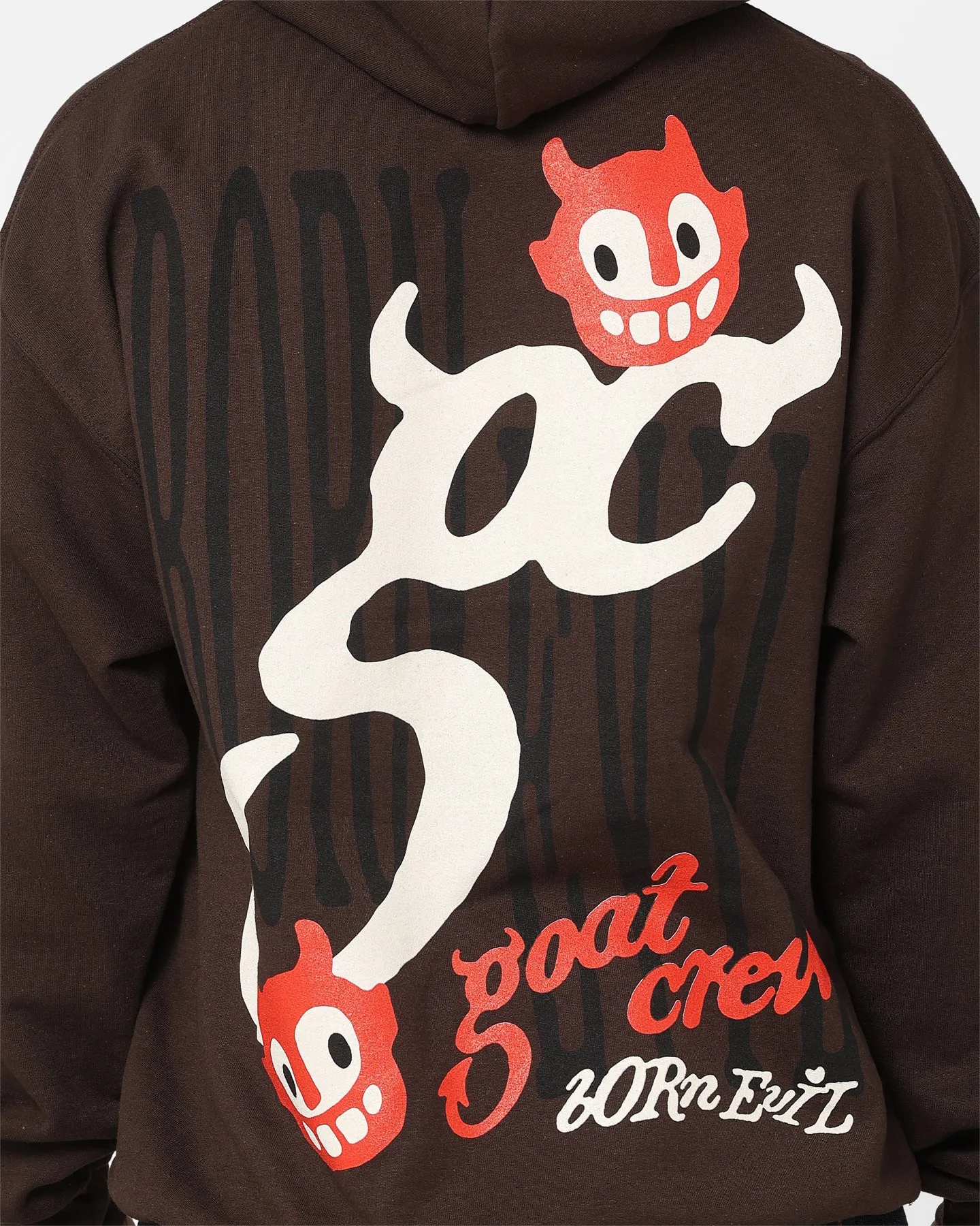 Goat Crew Born Evil Hoodie Brown Slim Fit Cut Beanie