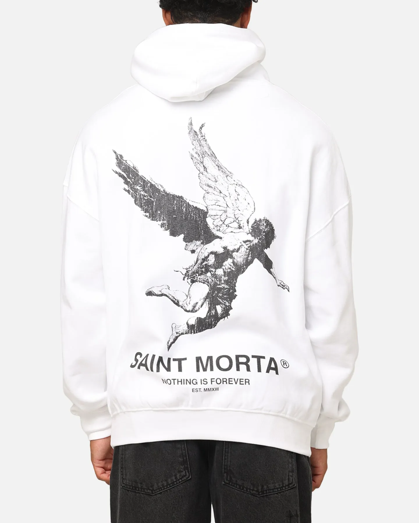 Develop Temperature Regulating Fabric Saint Morta Nothing Is Forever Boxy Hoodie White/Black