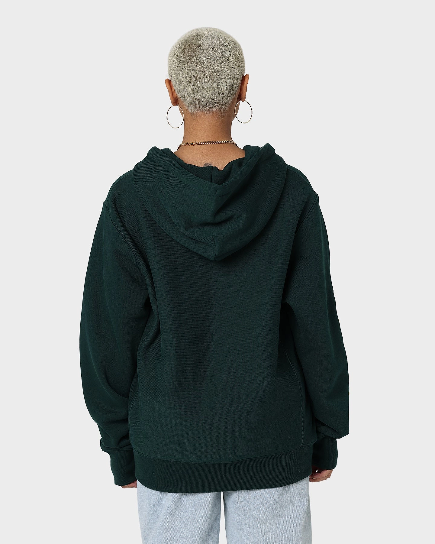 Reinforced Hem Double Layered Insulation Champion Reverse Weave Quarter Zip Hoodie Midfield Green