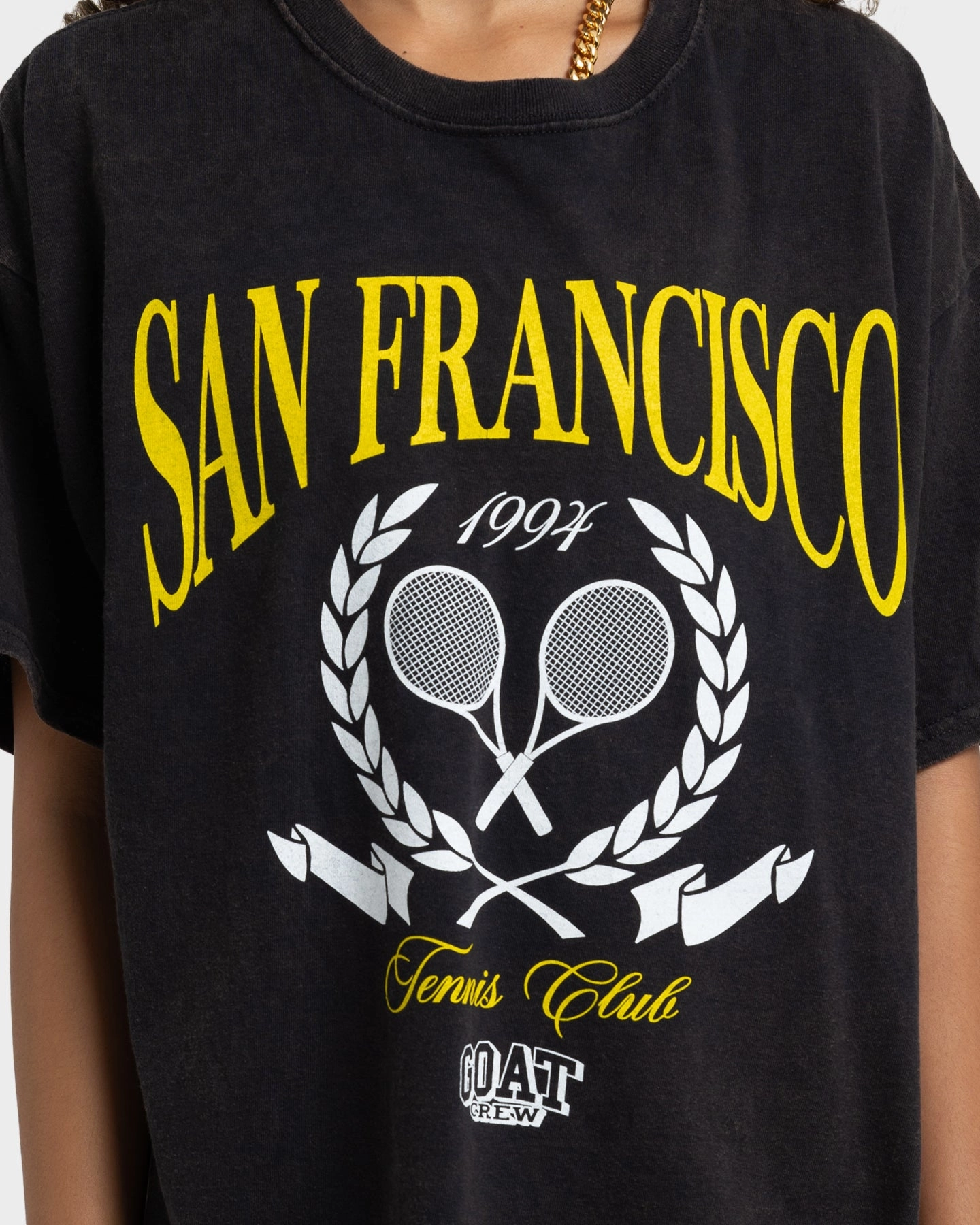Goat Crew Tennis Club Vintage T-Shirt Black Wash Relax Trend