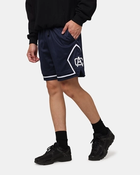 cool tones Carre Fold Mesh Basketball Shorts Navy/White