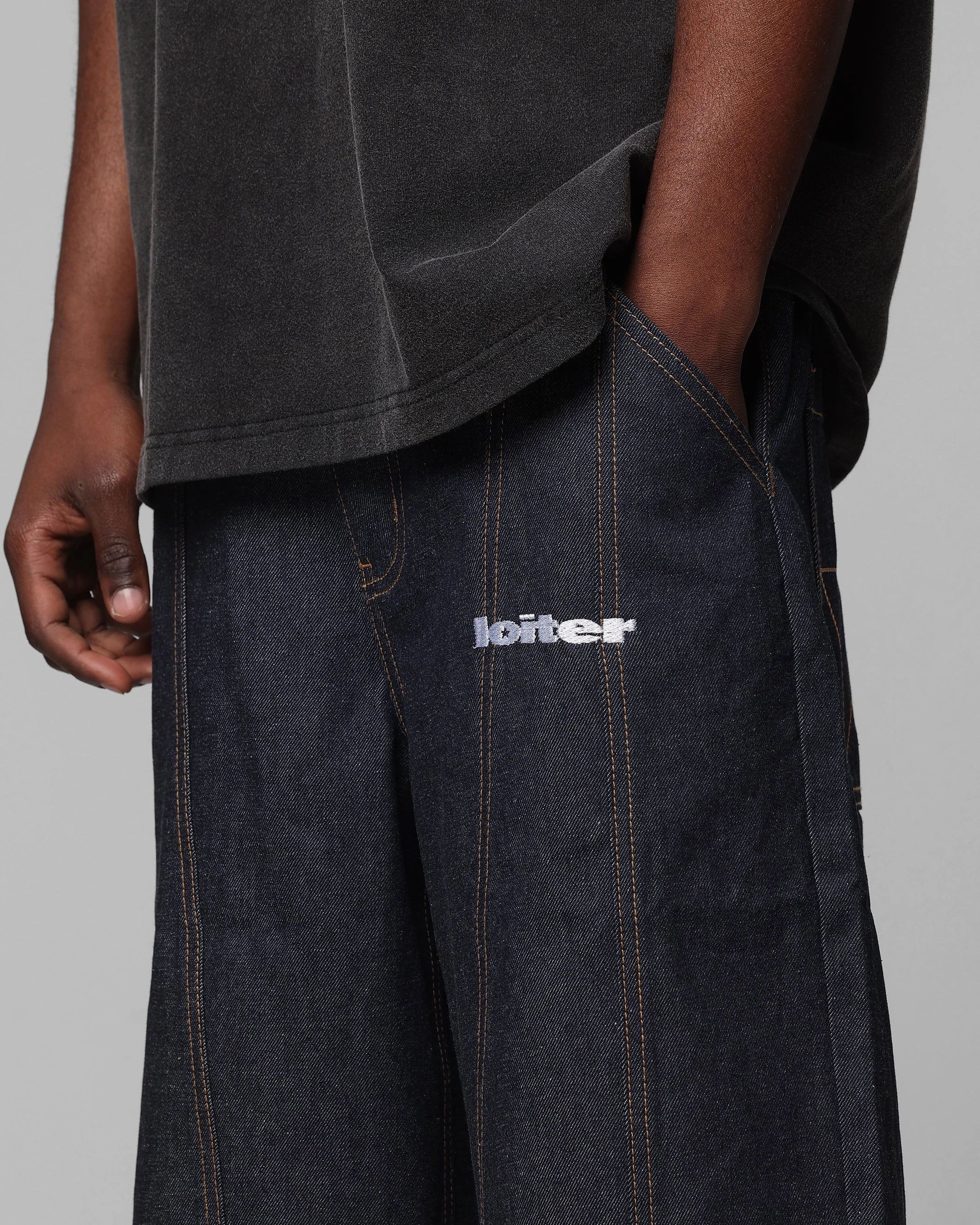Tailored Fit Loiter Collateral Panel Jorts Raw Indigo