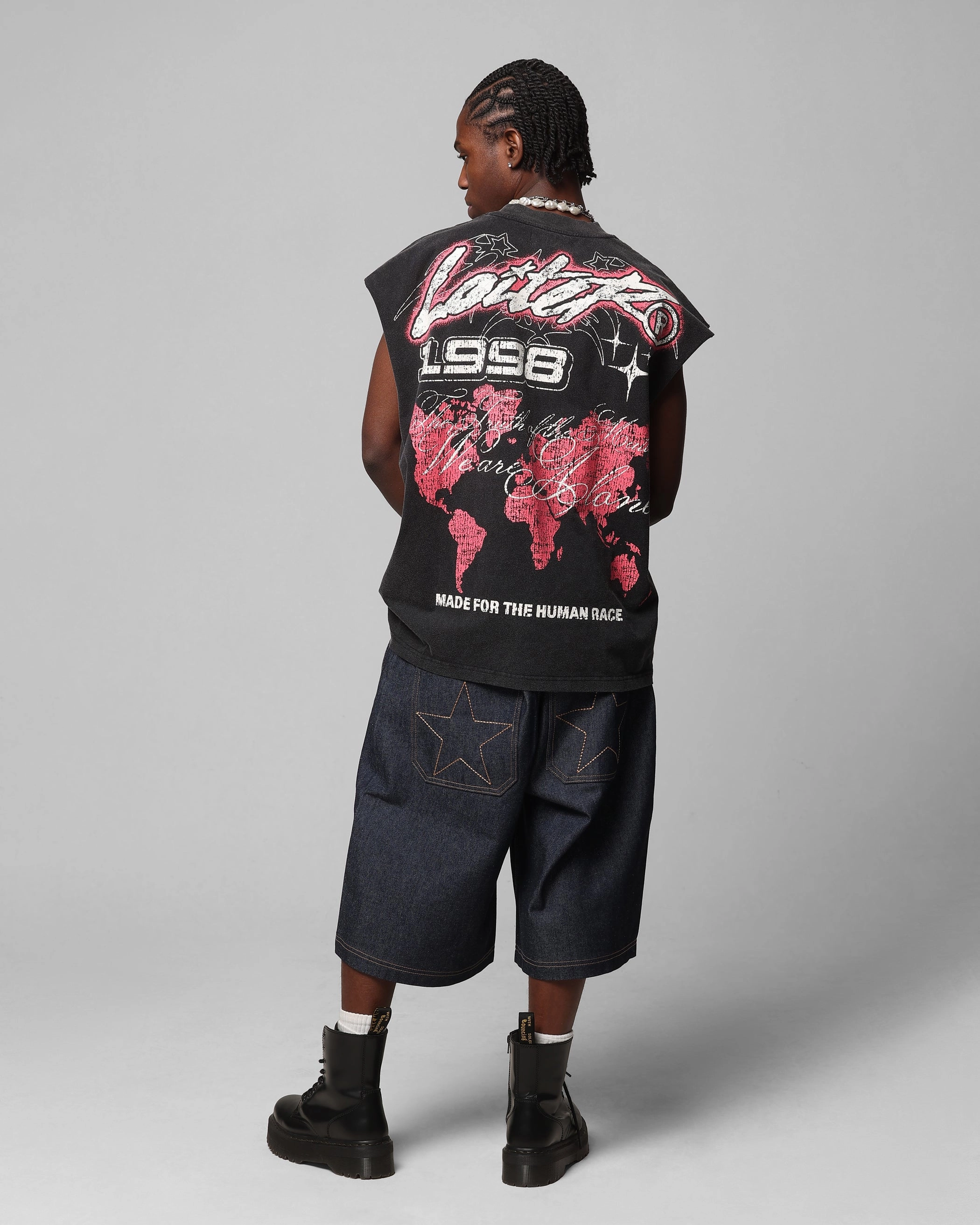 Loiter Collateral Panel Jorts Raw Indigo Camouflage Pattern