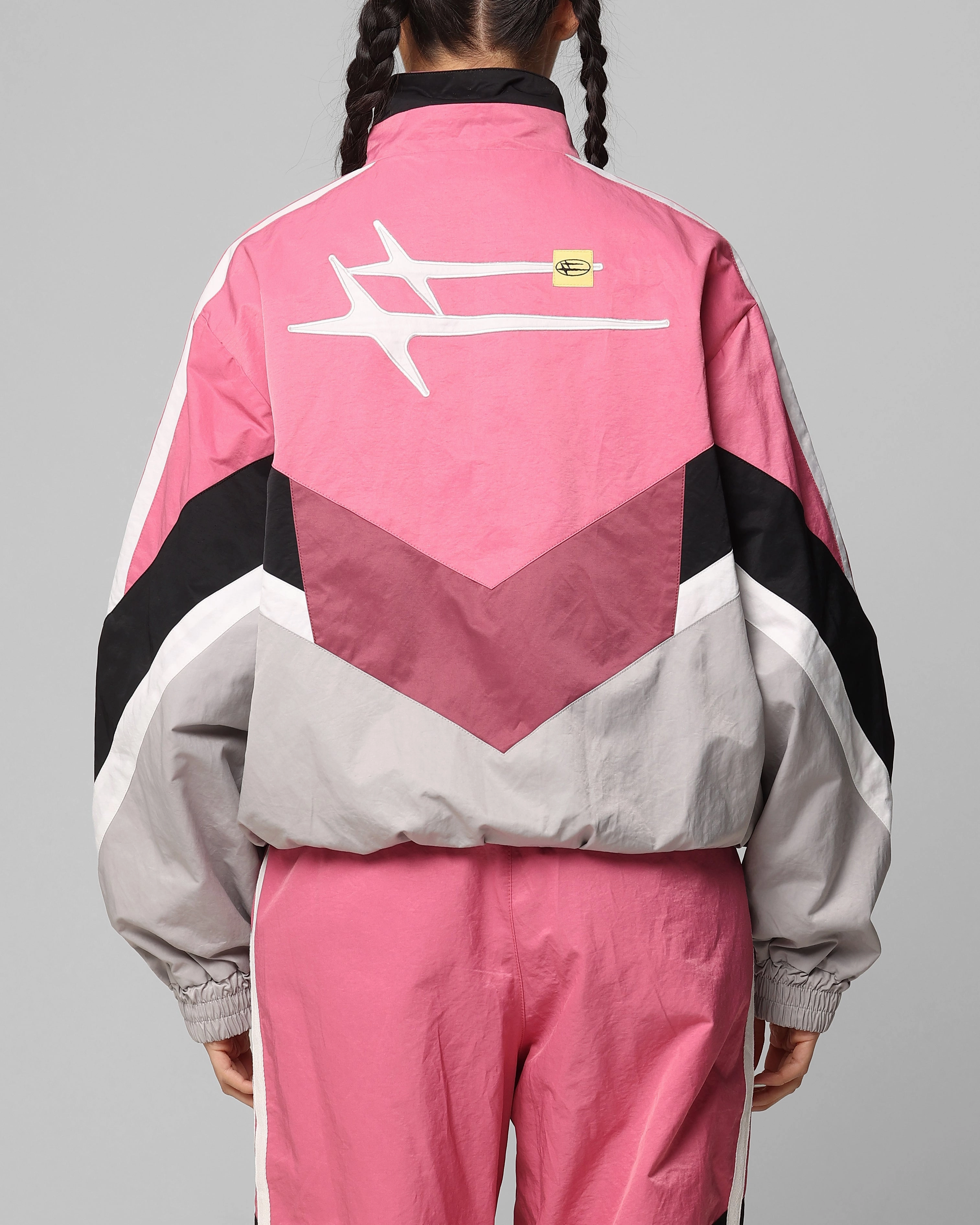 Loiter Hybrid Track Jacket Pink/Grey Flexible Shoulder Mobility