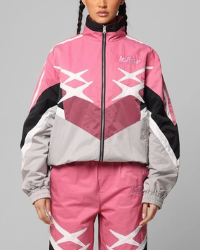 Loiter Hybrid Track Jacket Pink/Grey SeamSealed Construction