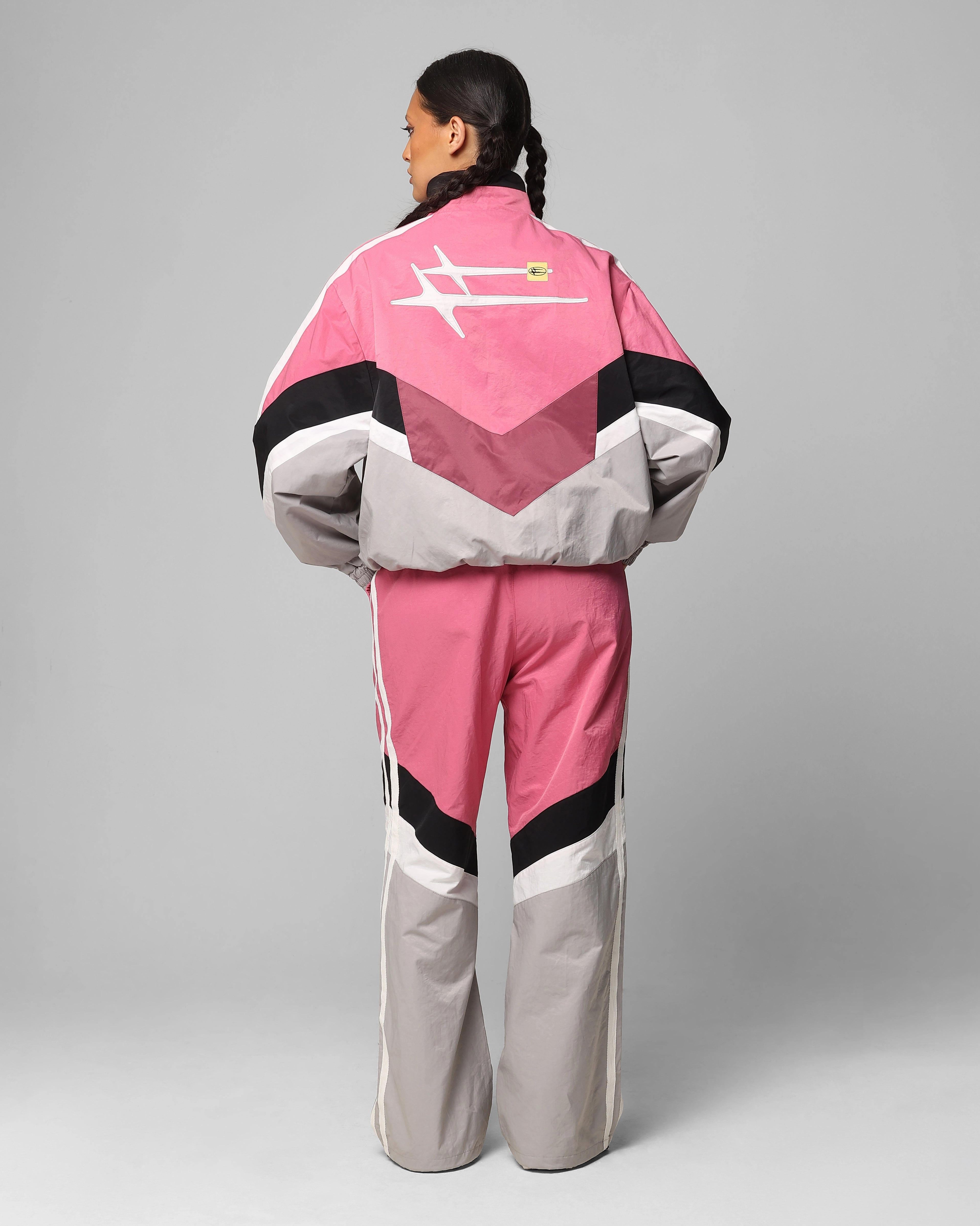 Graphic Loiter Hybrid Track Jacket Pink/Grey