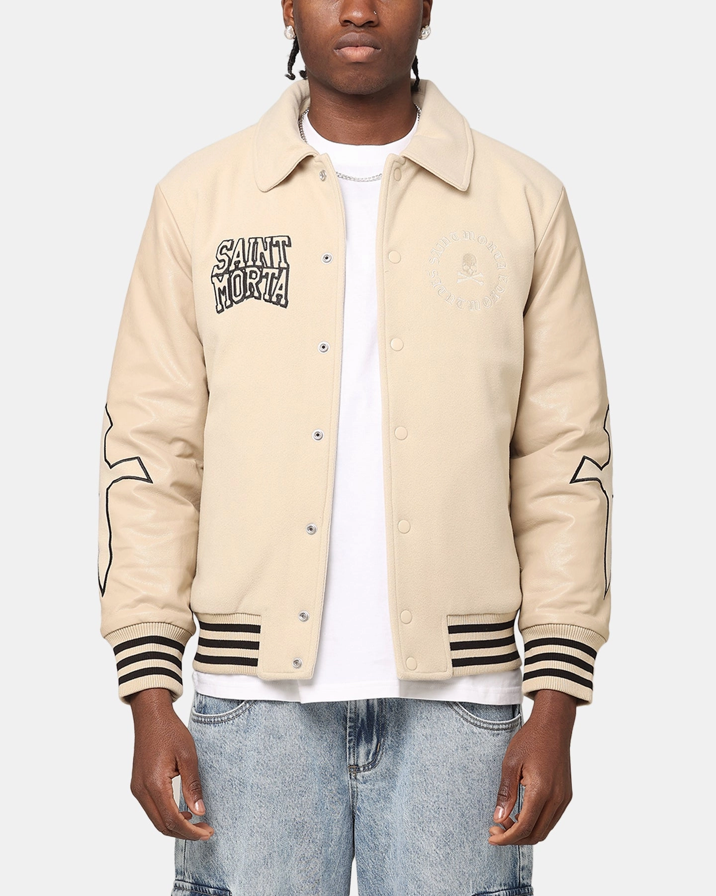 Saint Morta Ceremonies Varsity Jacket Stone Quick Fit