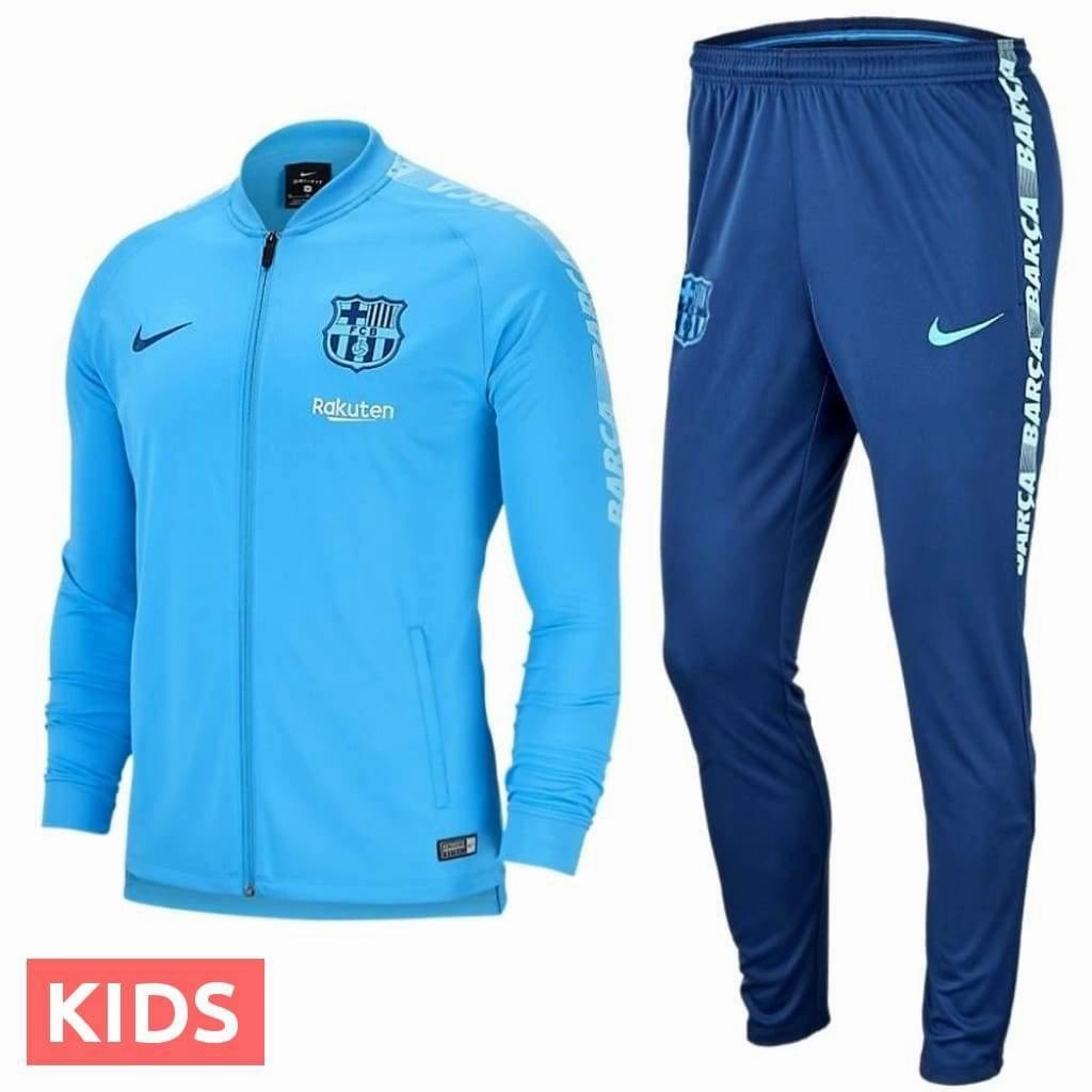 Kids - FC Barcelona soccer presentation Tracksuit light blue 2019 - Nike softball field