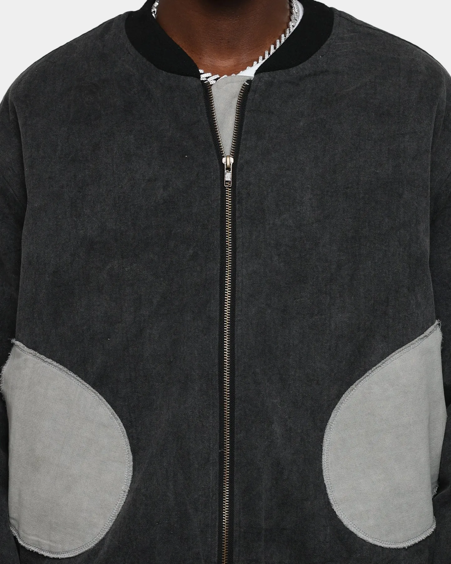 Concentration MNML Distressed Bomber Jacket Charcoal Grey