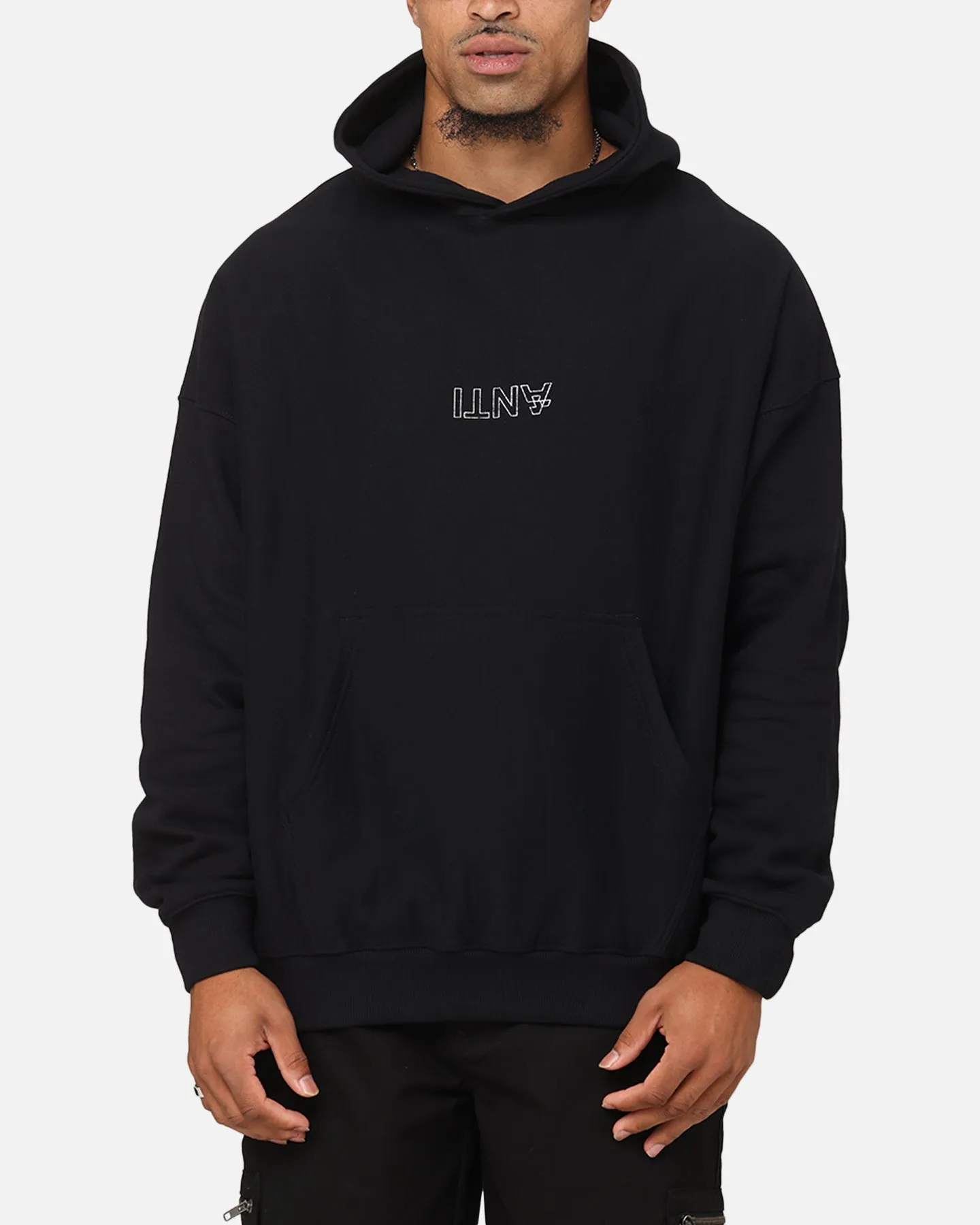 The Anti Order Oni Mask Boxy Hoodie Black Soft Touch Interior