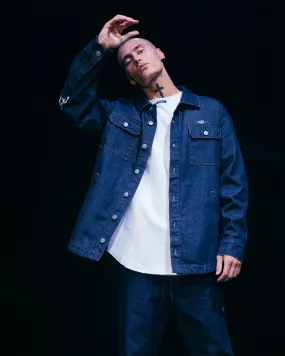 The Anti Order Oversized Denim Shirt Dark Indigo Non Restrictive Collar Office Comfort