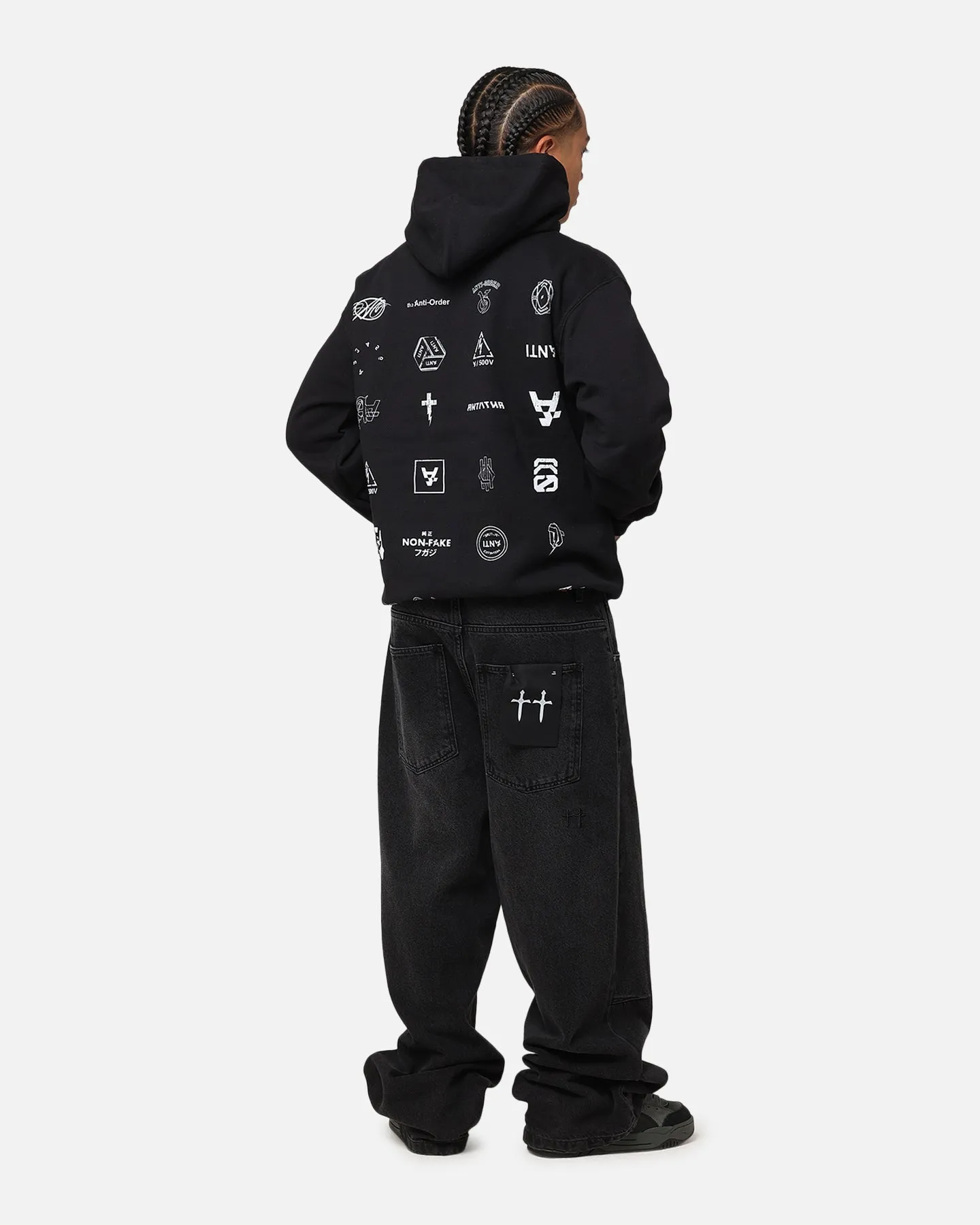 Nail-polish Perspective The Anti Order Stacked Hoodie Black/White