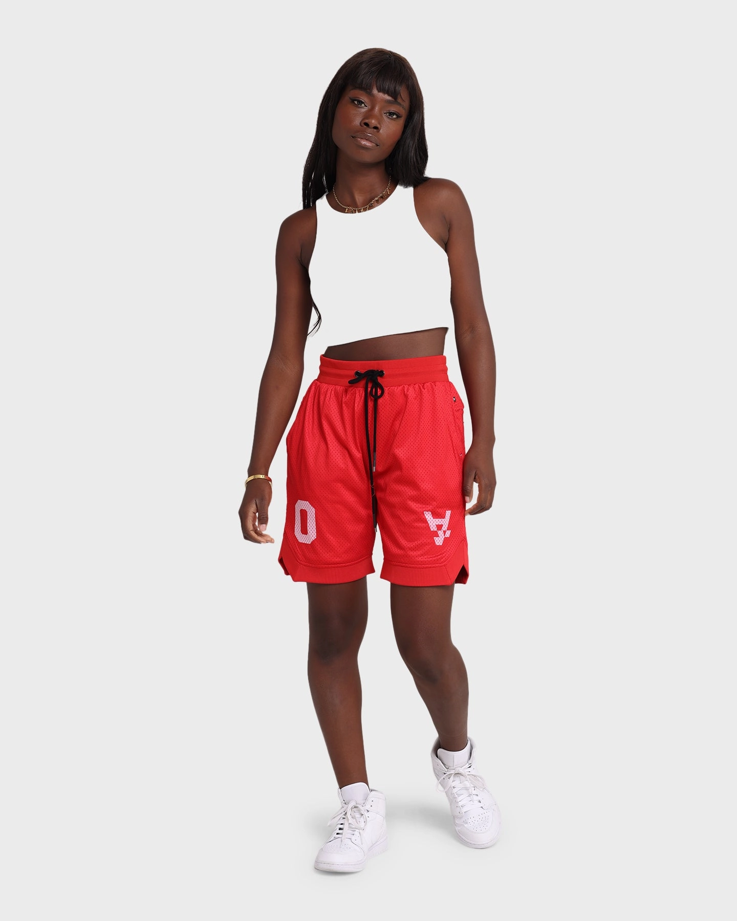 checkered pattern Clean Feel The Anti Order A8 Mesh Basketball Shorts Red/White