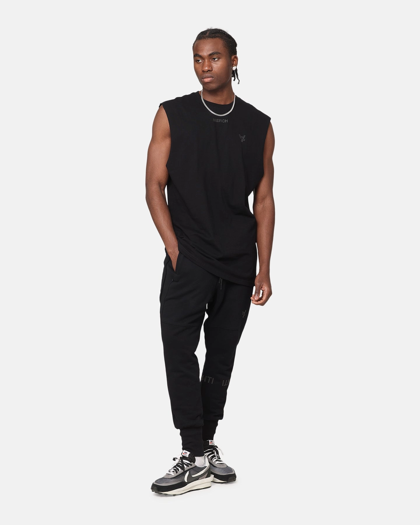 Sporty and Stylish Heathered Texture The Anti Order A Logo Merch Oversized Muscle T-Shirt Black/Black