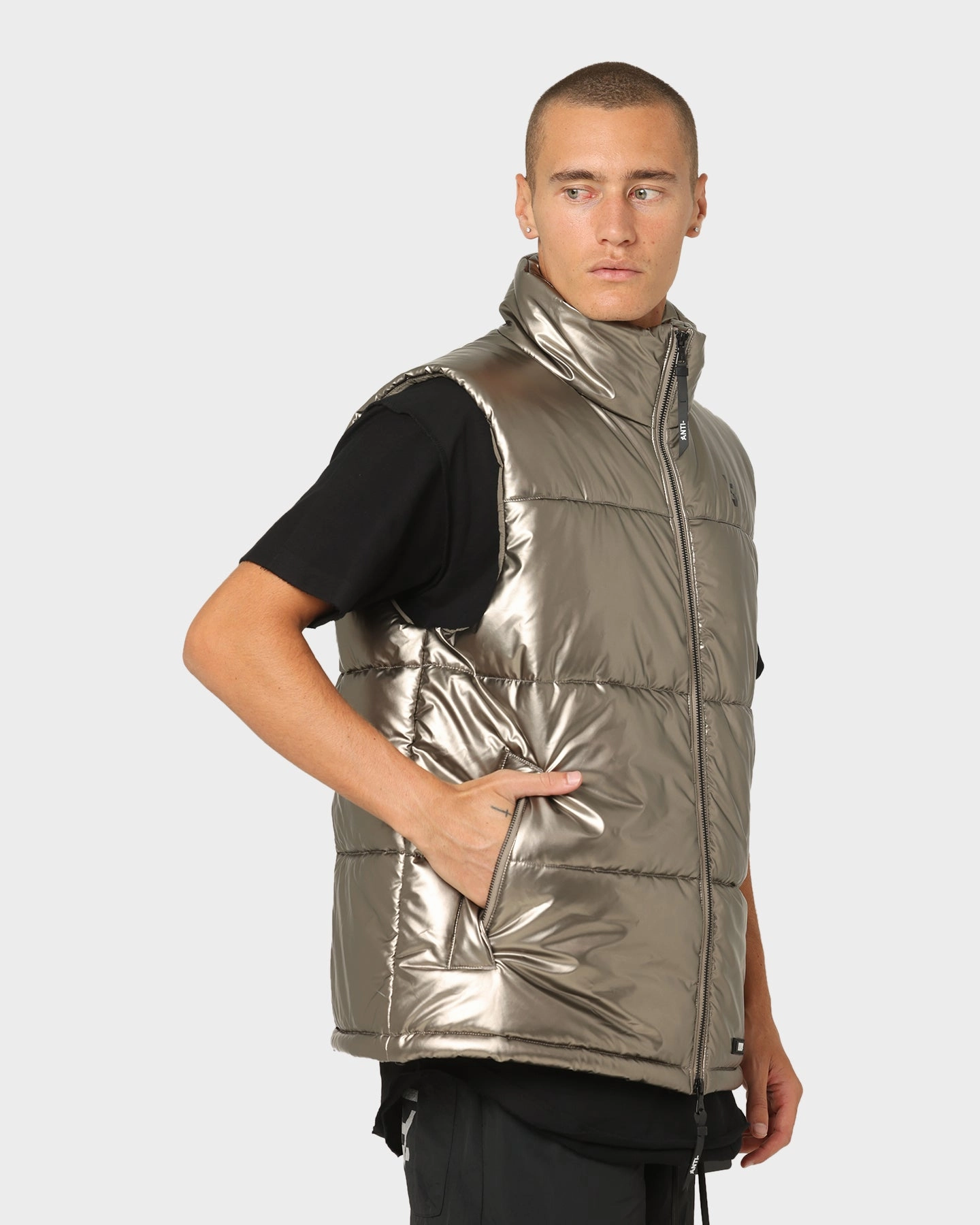 Adjustable Wear Reflective The Anti Order Anti Joy Puffer Vest Pewter