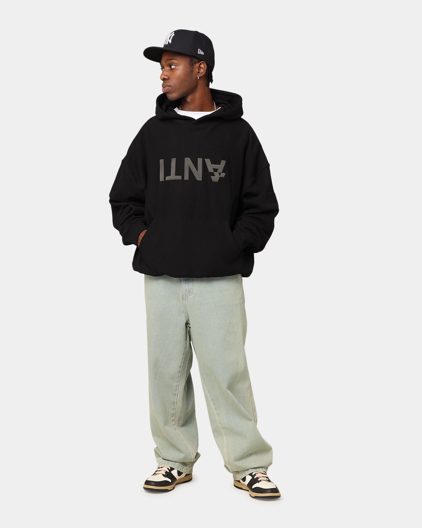 The Anti Order Anti Logo Boxy Hoodie Black Investment Flexible Shoulder Panels