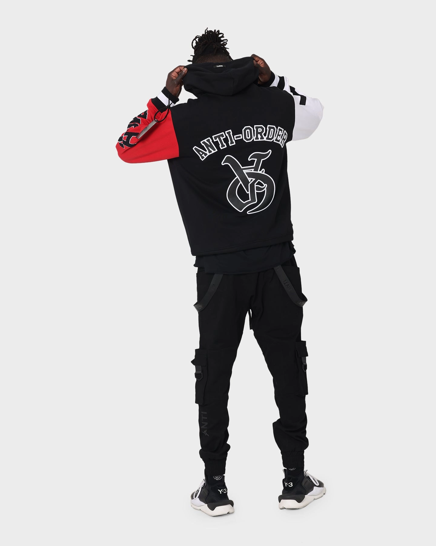 Easy Fit Side Pockets The Anti Order Antidote College Hoodie Black/White/Red