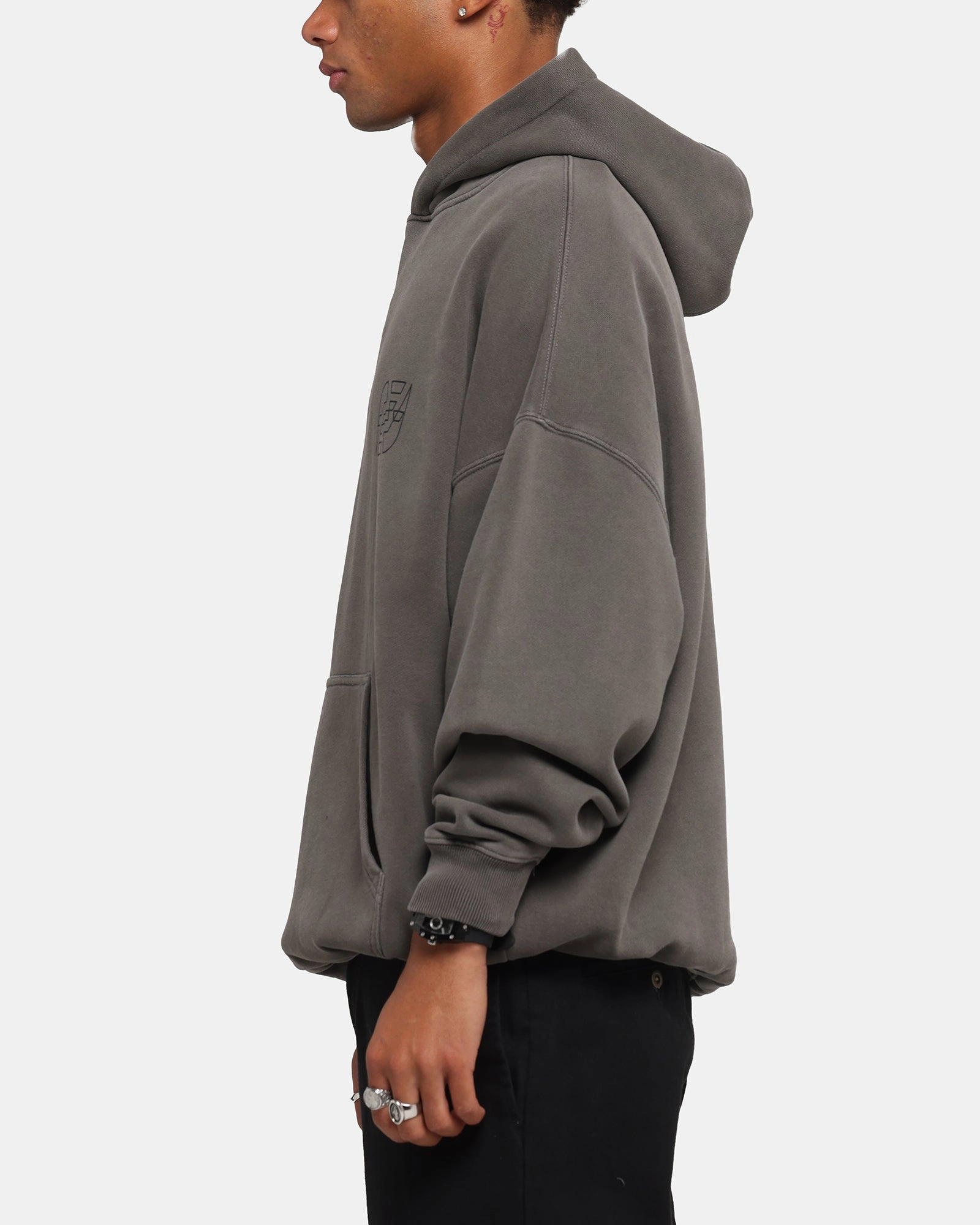 Fashion Street Eco Friendly Dye The Anti Order Arcade Boxy Hoodie Washed Charcoal