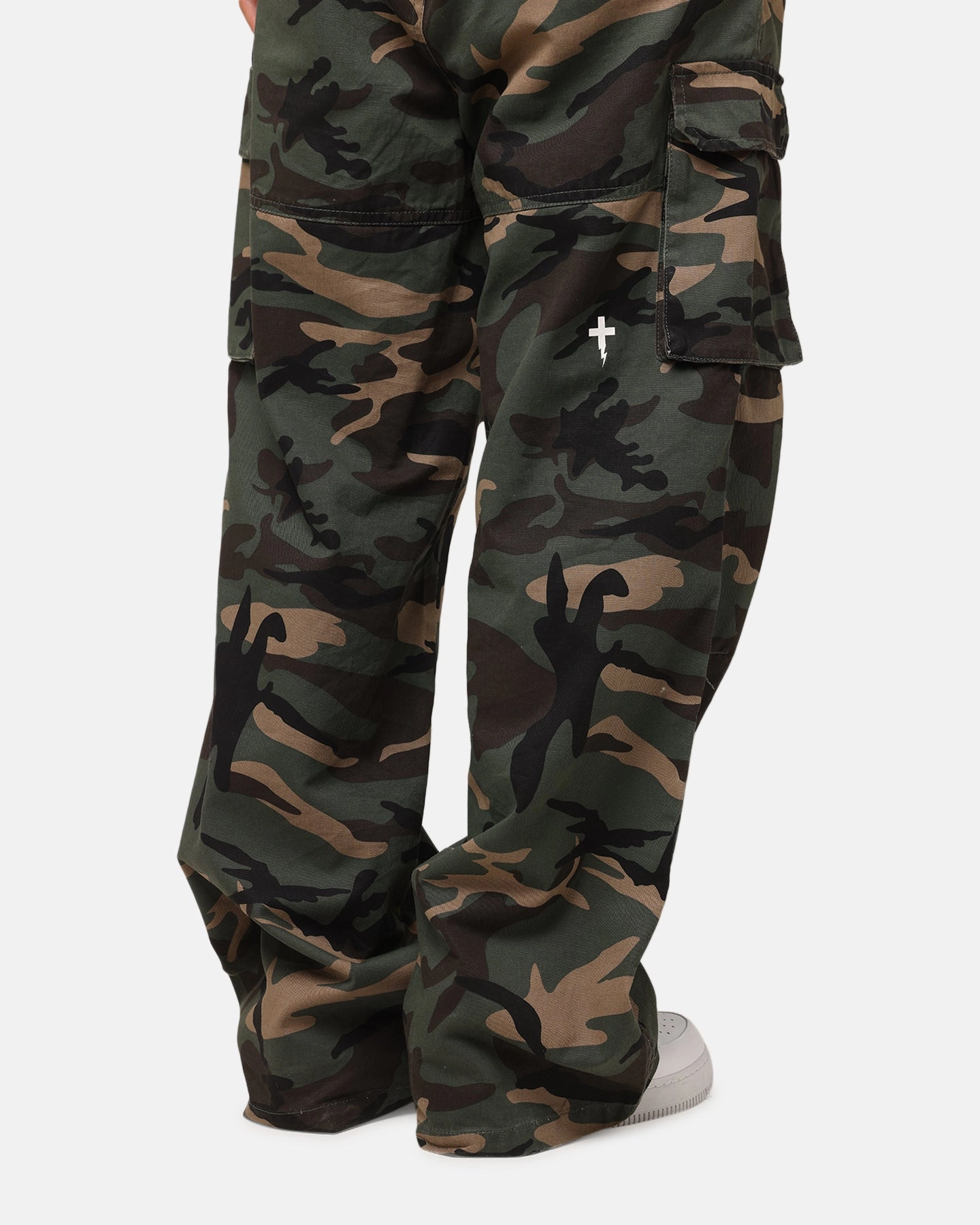 Secure Cuff Design Ripstop Texture The Anti Order Artillery Baggy Cargo Pants  Woodland Camo