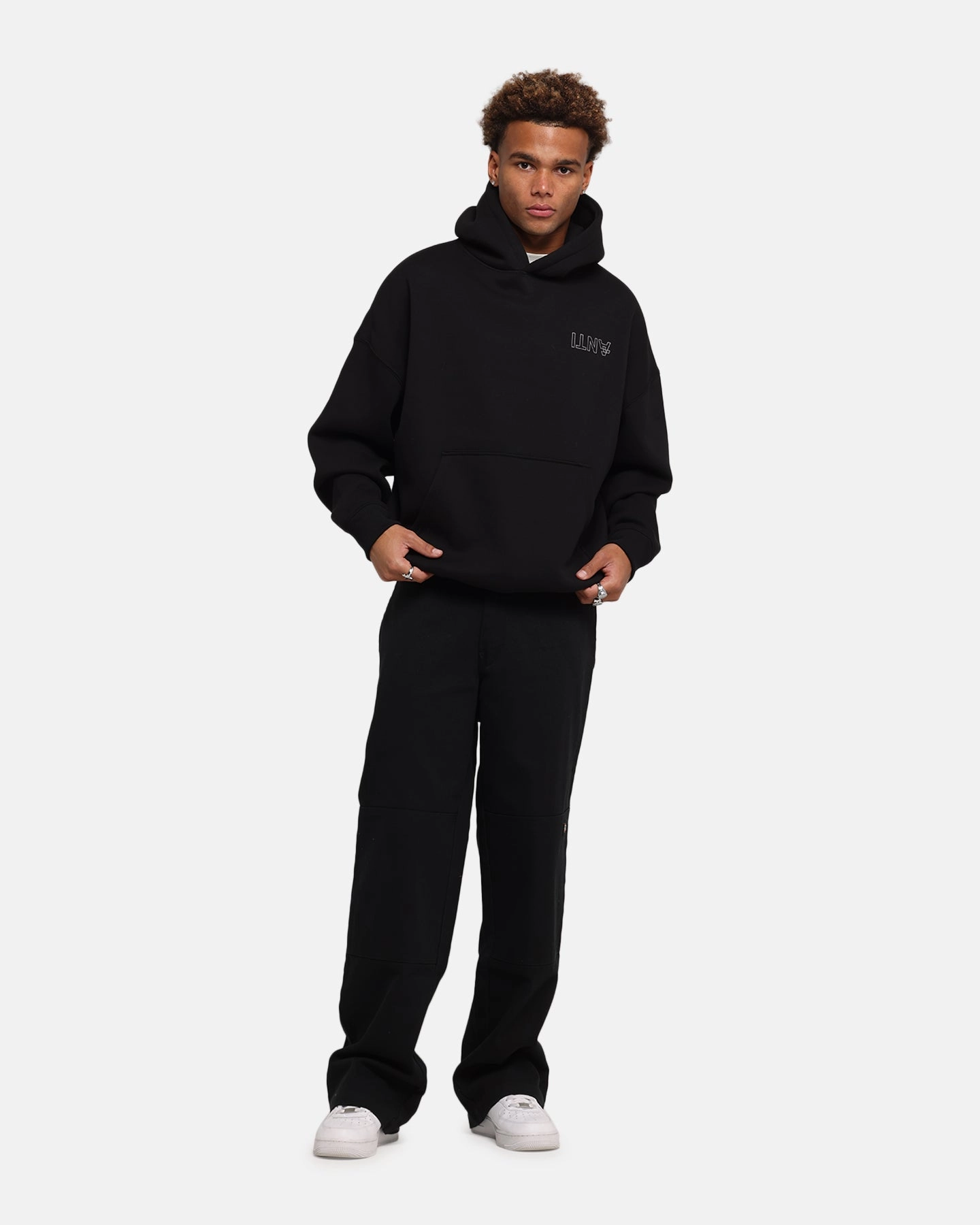 The Anti Order Azero Stencil Boxy Hoodie Black Lightweight Feel bike ride