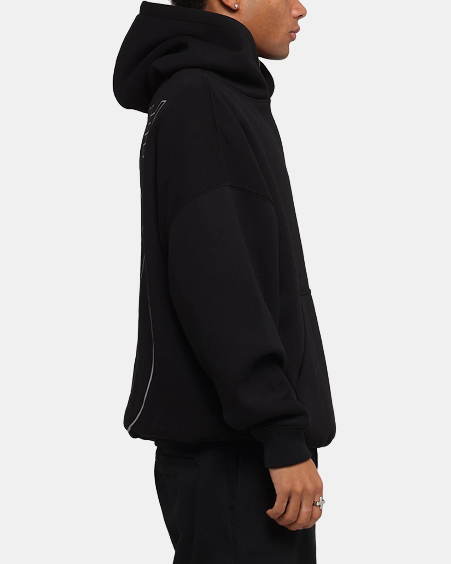The Anti Order Azero Stencil Boxy Hoodie Black Chest pocket Freelancer Uniform