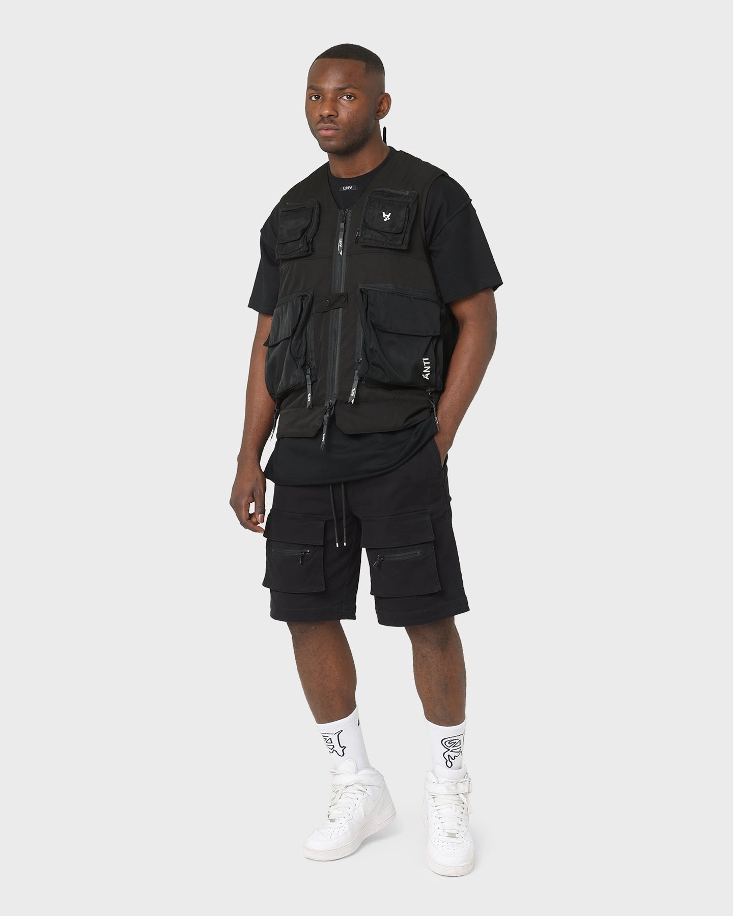 The Anti Order Centurion Cargo Shorts Black Compression Support Layer
