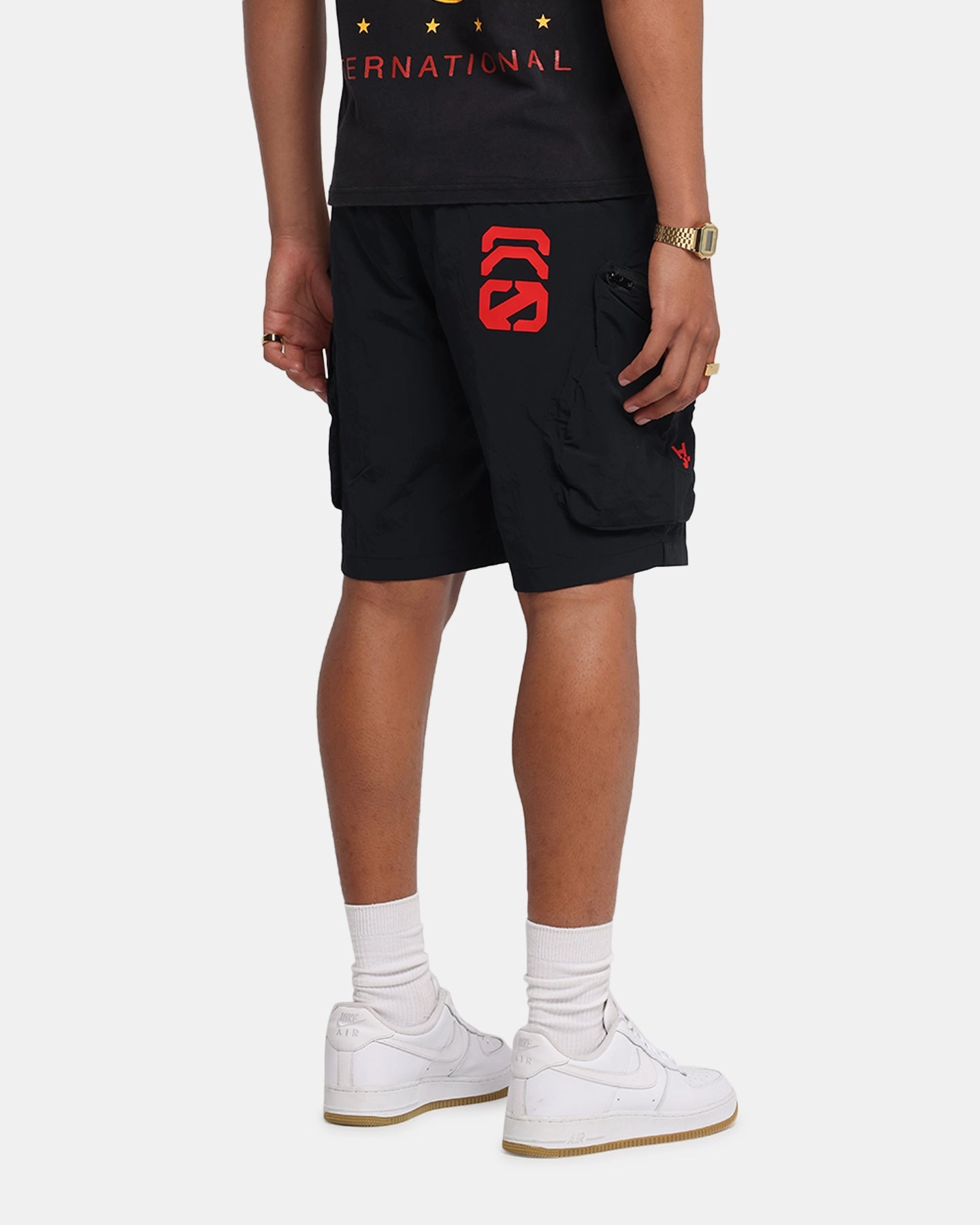 The Anti Order Faction Technical Shorts Black/Red Recycled Elastic Trim
