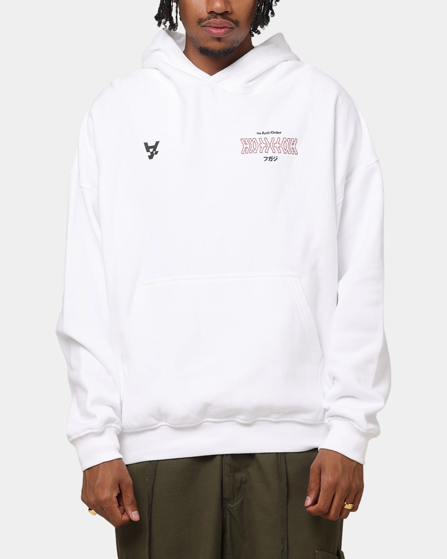 The Anti Order Freedom Boxy Hoodie White Georgette details