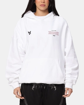 Bow Accents Minimalist Stitching The Anti Order Freedom Boxy Hoodie White