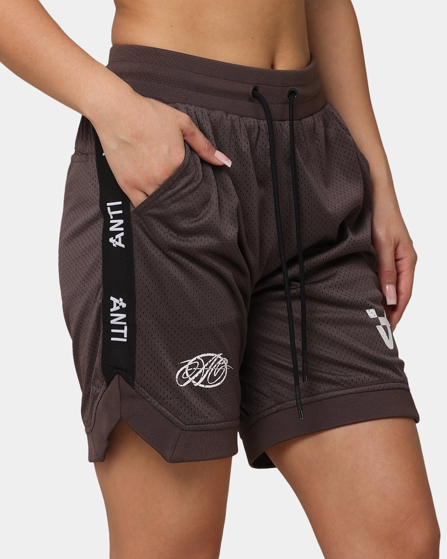 Breathable mesh lining The Anti Order Future Racing Basketball Shorts Dark Brown