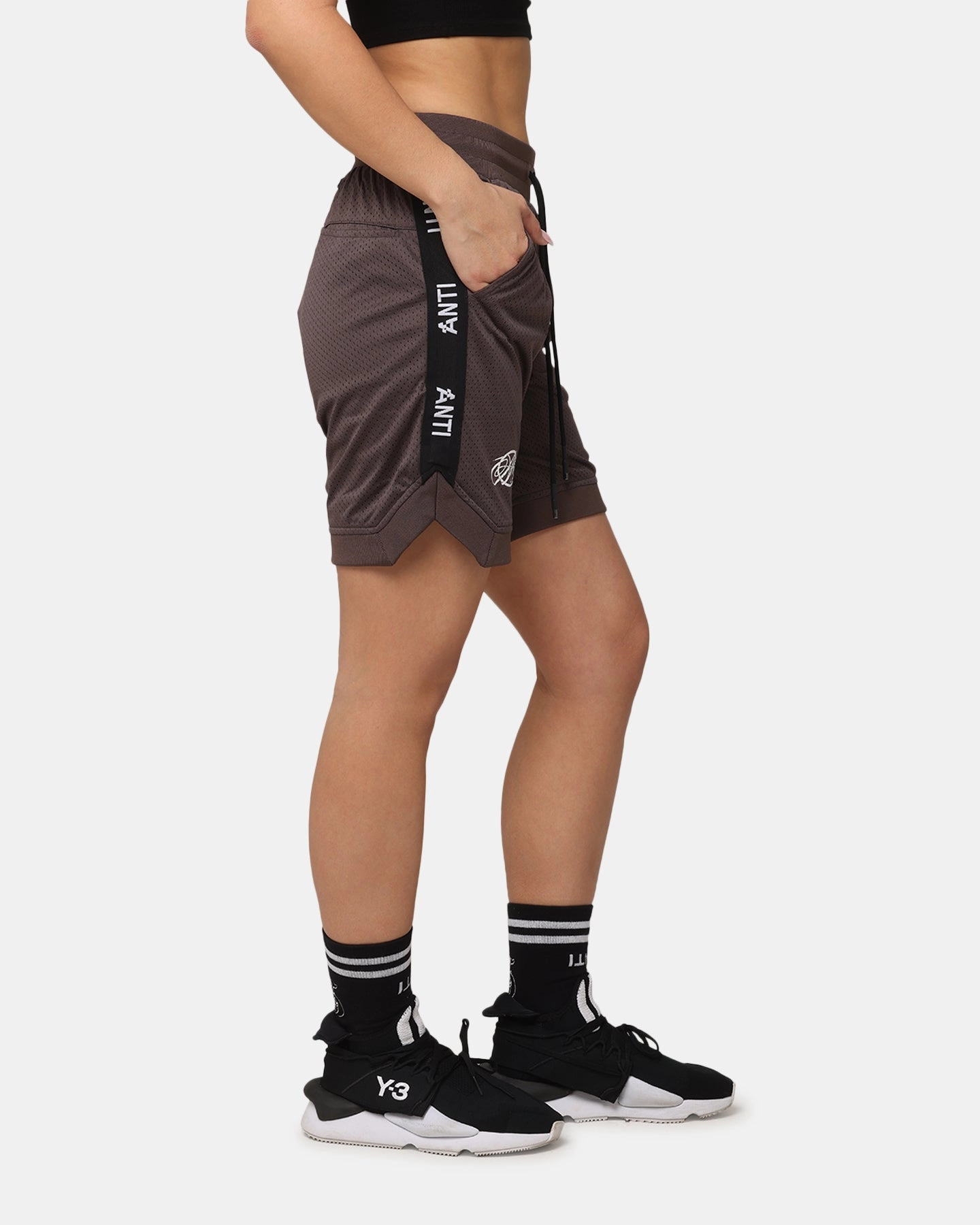 The Anti Order Future Racing Basketball Shorts Dark Brown Easy Care Material Rubberized Waistband