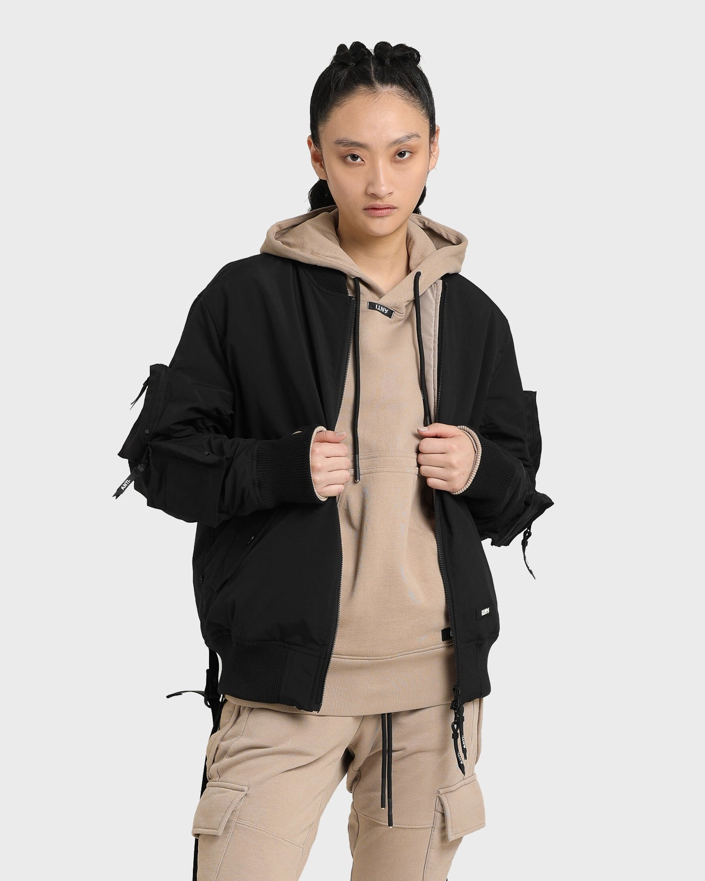 The Anti Order Glasnost Bomber Jacket Black/Bone WaterproofSeams High-Tech Fabric