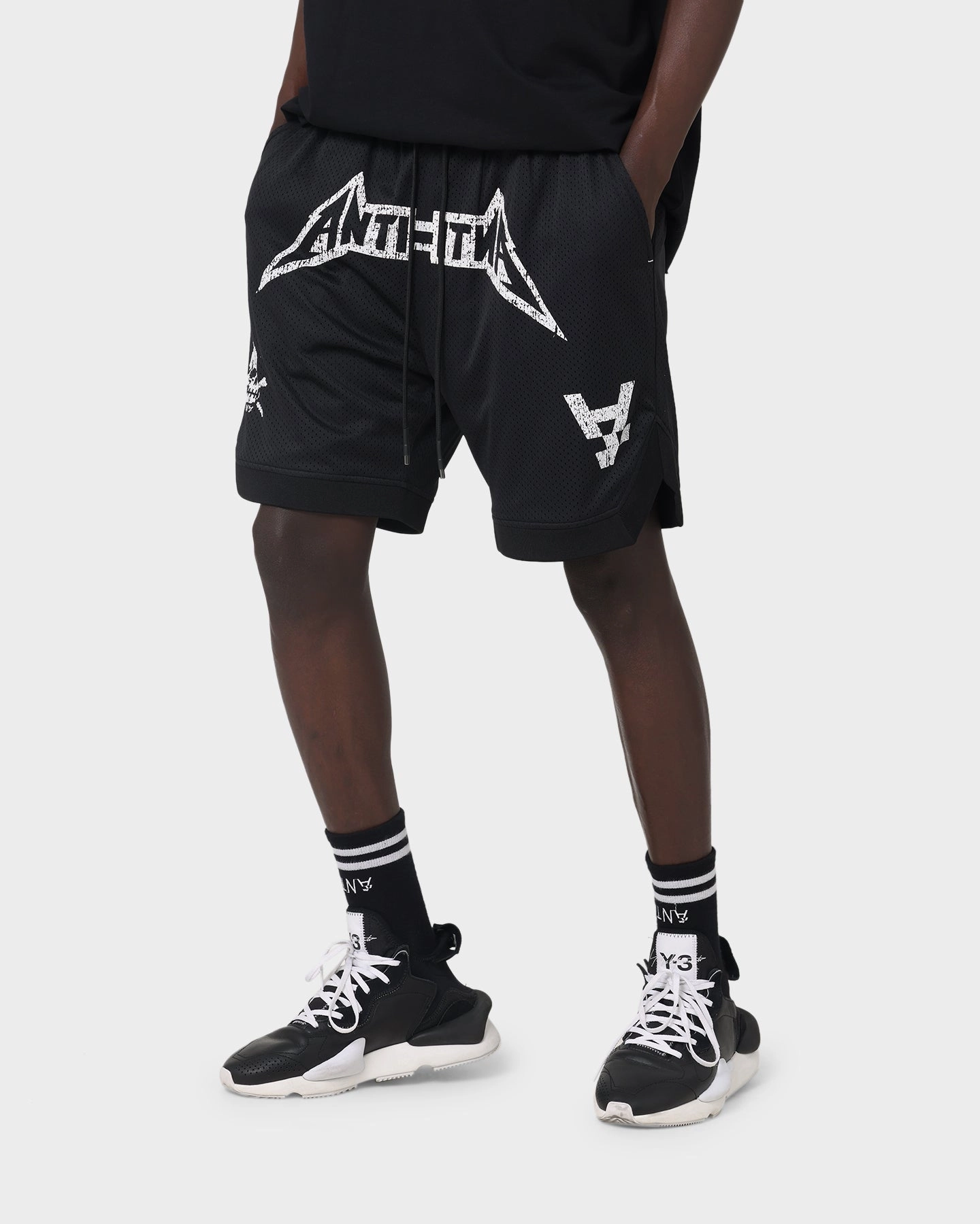The Anti Order Heavy Metal Basketball Shorts Black/White Double Layered Hem