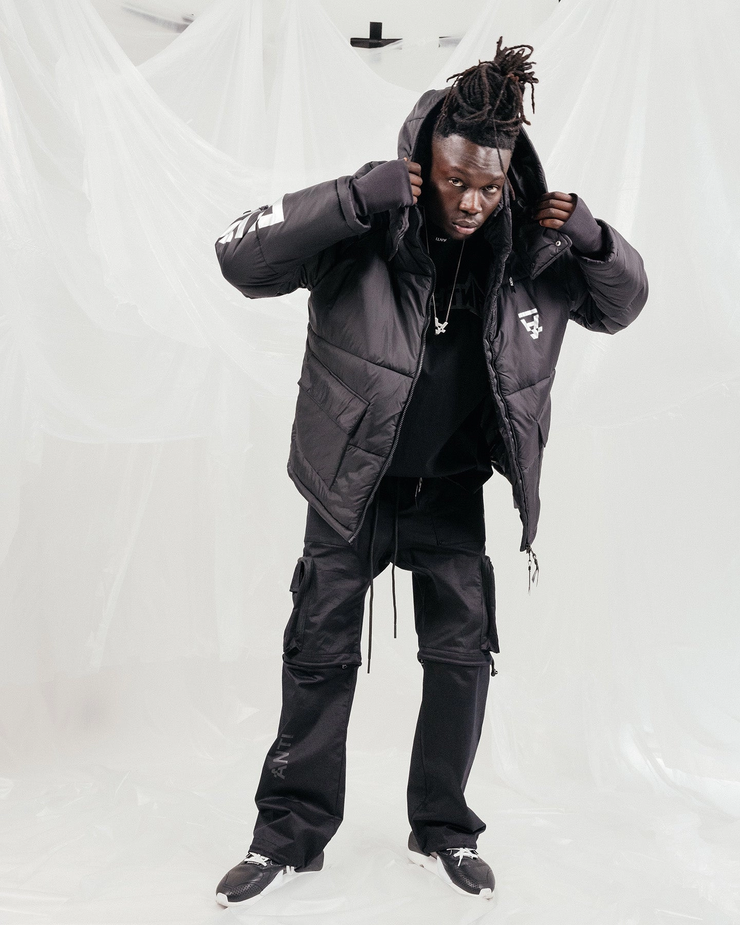 Fashion Vibe Quilted Lining The Anti Order Hyphen ATD Puffer Jacket V2 Black/Silver