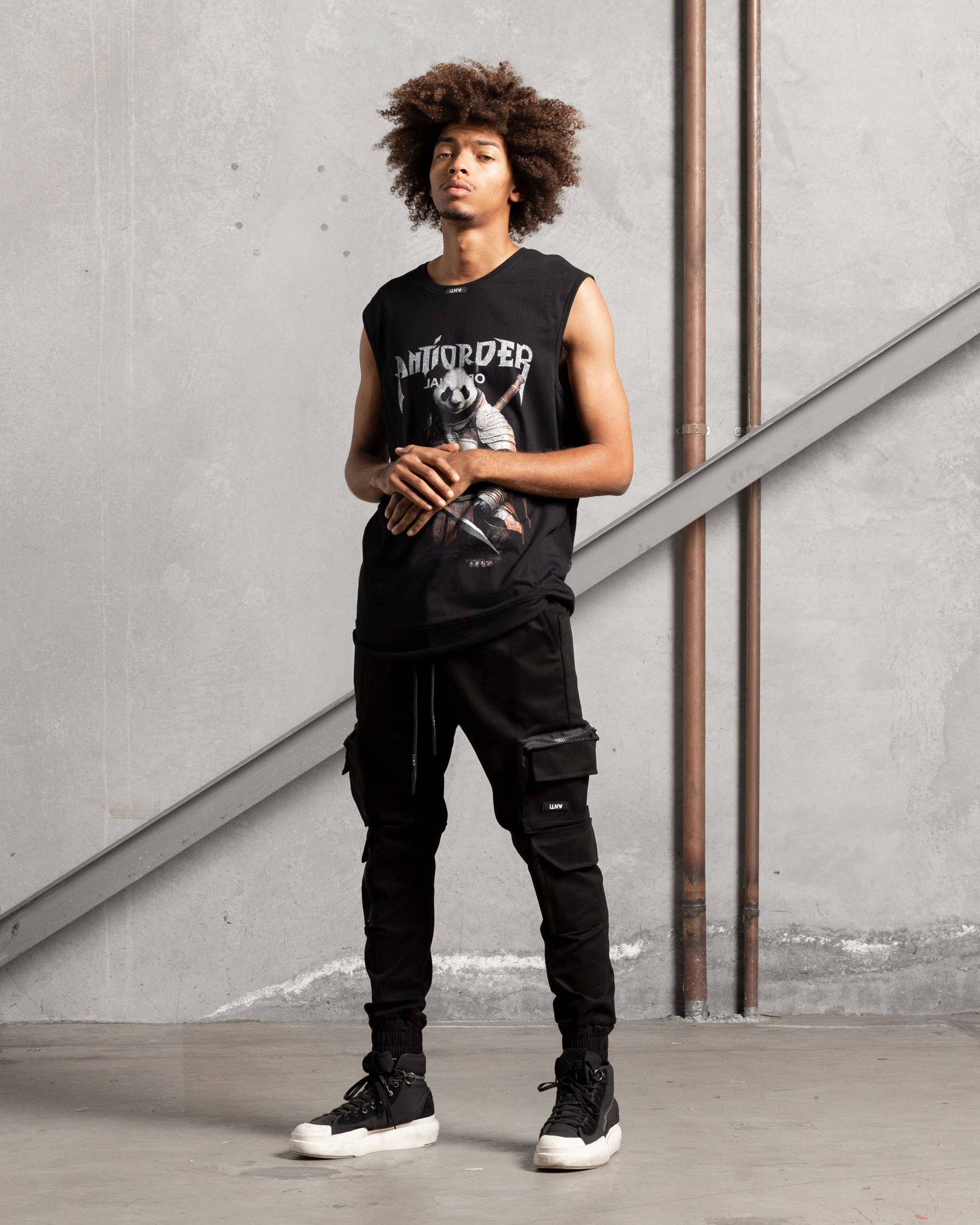 The Anti Order Kung Fu Panelled Singlet Black Cool and Relaxed