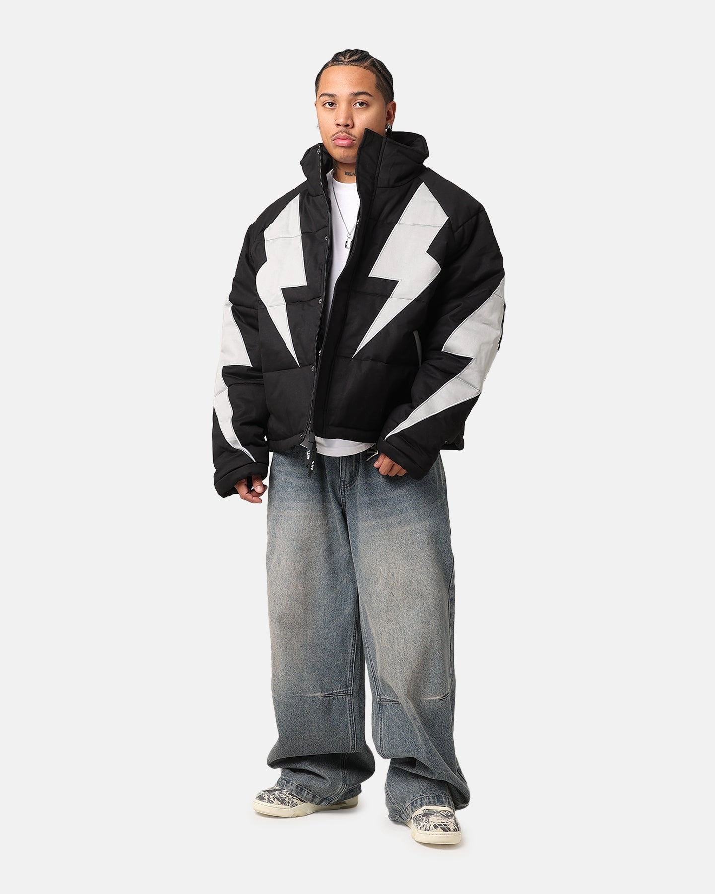 Button-up The Anti Order Life Is War Puffer Jacket Black/Grey