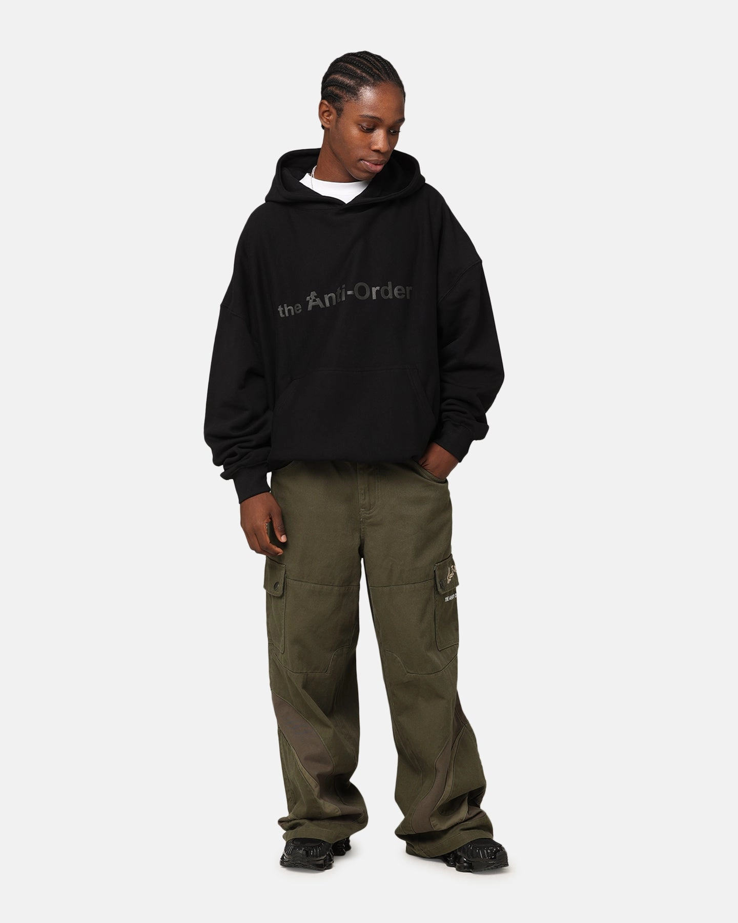 The Anti Order Logo Boxy Hoodie Black family gathering Container