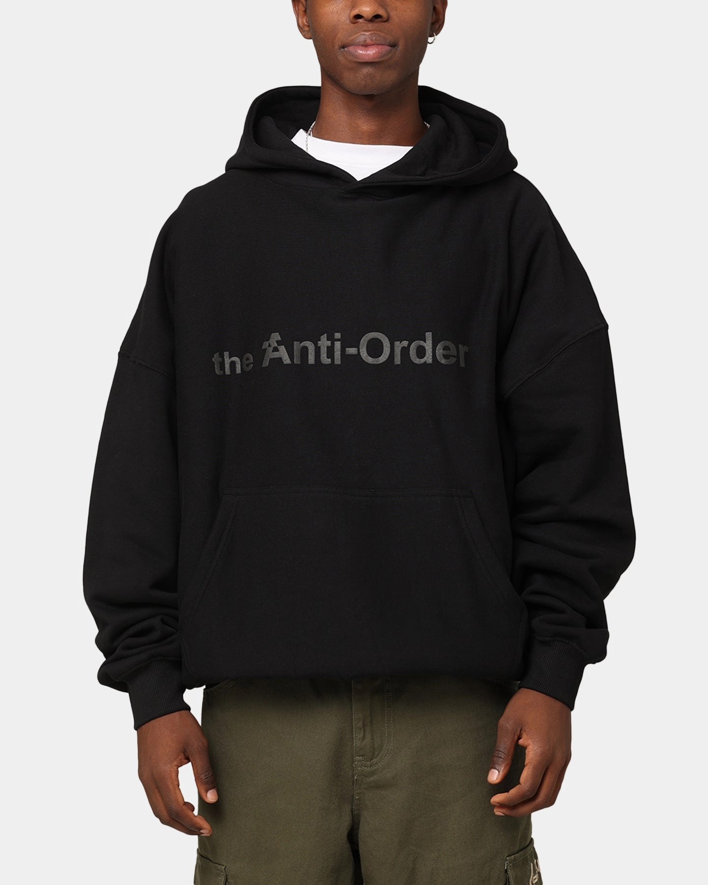 The Anti Order Logo Boxy Hoodie Black Contribute