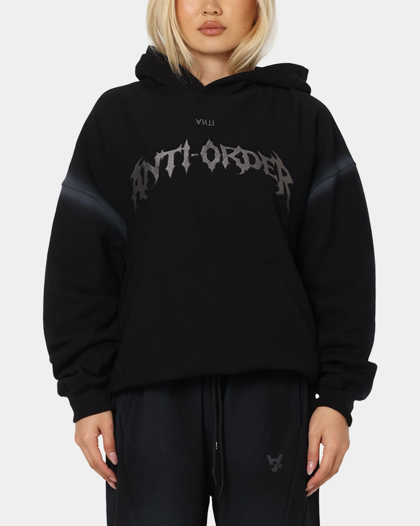 The Anti Order Mosh Boxy Hoodie Sunfade Black/Grey Oversized Fit