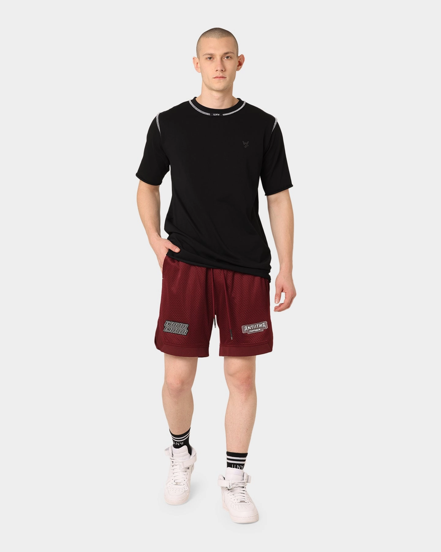 The Anti Order Oblivion Basketball Shorts Dark Burgundy Noise Free Operation Design