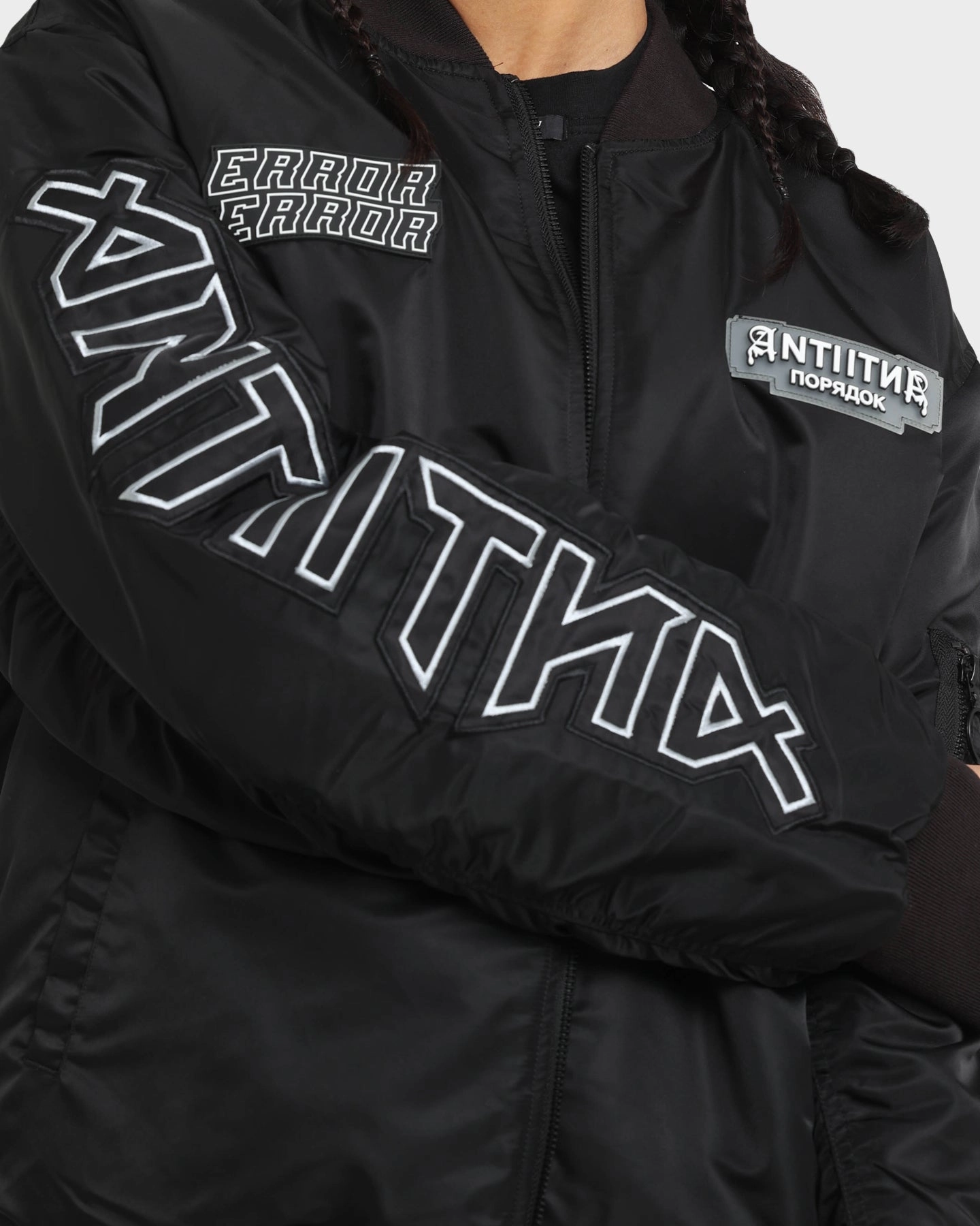The Anti Order Oblivion Bomber Jacket Black Imagine Reinforced Shoulder Panels